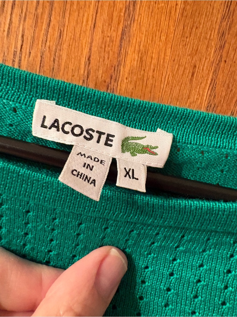 Lacoste Vintage HTF Green and Blue Colorblock Long Sleeve Knit Sweater XL EUC - Picture 6 of 7